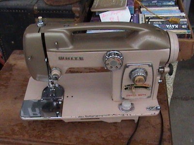  listed Vintage White Zigzag Sewing Machine model 764, runs, NO RES