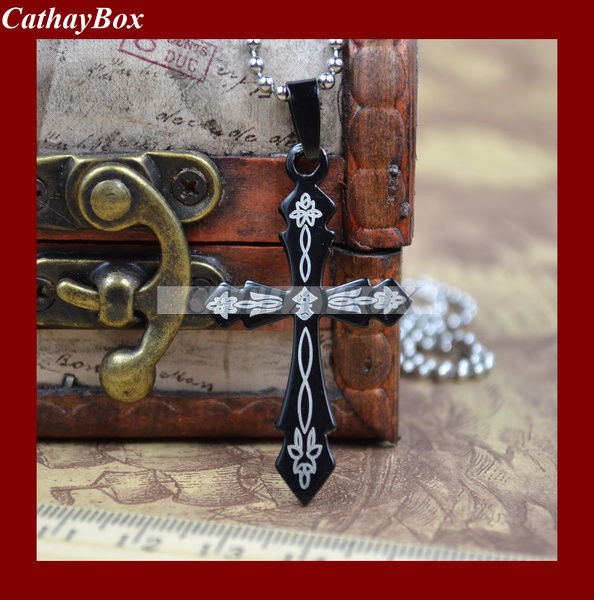 Mens Black Stainless Steel Celtic Knot Cross Pendant Necklace W/50CM 