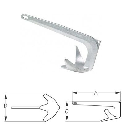lb Hot Dipped Galvanized Claw Anchor for Boats 13 to 18 Feet Long