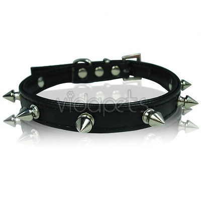 11 black Spiked Leather Dog Collar Small Spikes XS Fashion collar