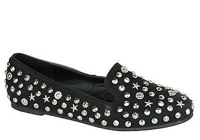 Womens Shoes Spike Studded Loafers Flats Black Blue Camel Red Coral 