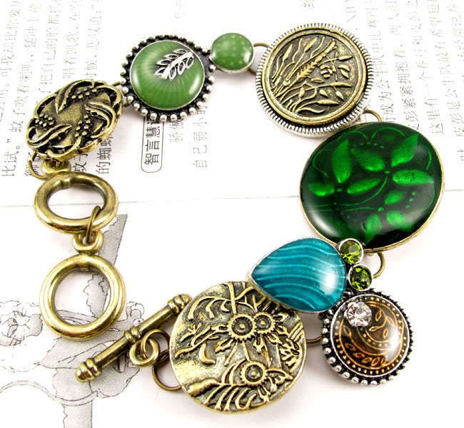   Bronze Mixed Charms Pendants Link Chains Jewelry Bracelet BR219