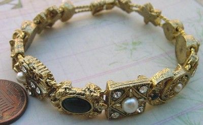 Vintage Solid Brass Fancy Slide Charms Bracelet Never Been Worn