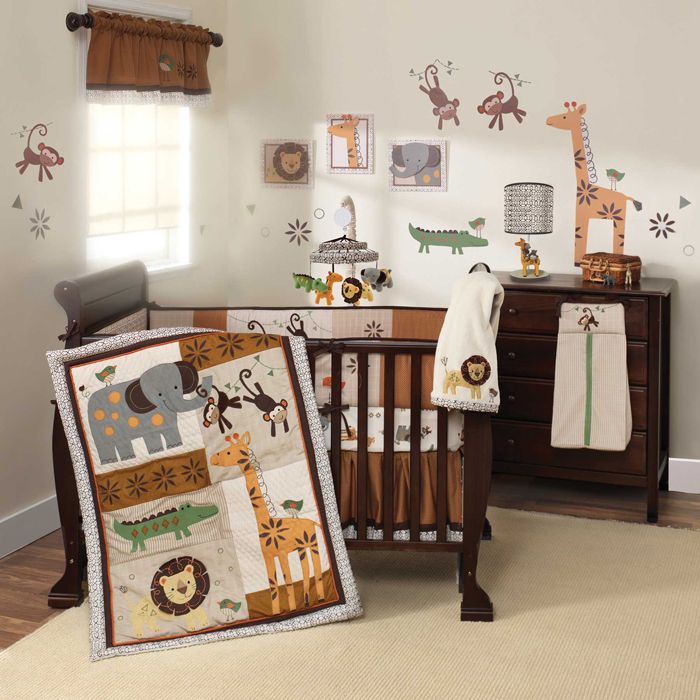 Timbuktu Boys Crib Bedding Set Mobile Lamp Art Decal Jungle Animals