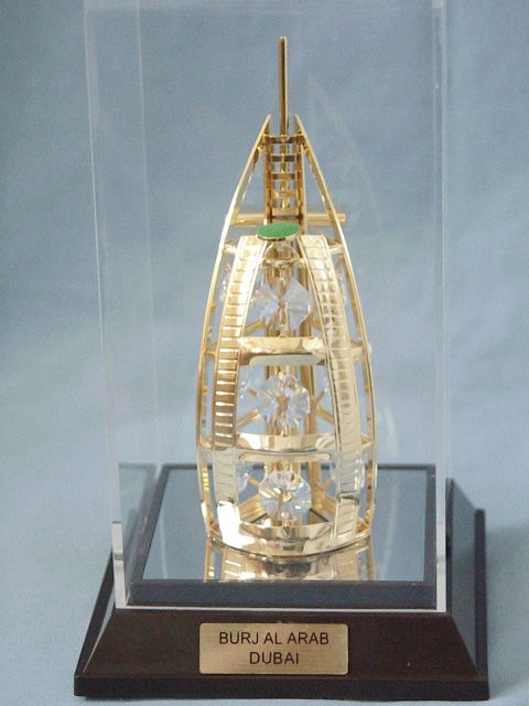 24K Gold Plated Burj Al Arab Swarovski Crystal Souvenir from Dubai UAE 