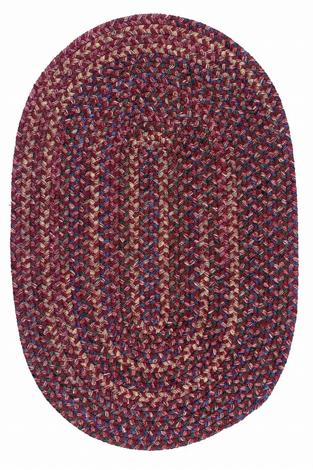 Large Premium Wool Braided Rug Red/Blue Cottage Carpet 7x9 7x10 Oval