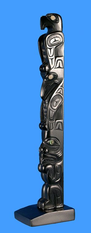 Fine Haida Argillite Totem Pole Northwest Coast Art