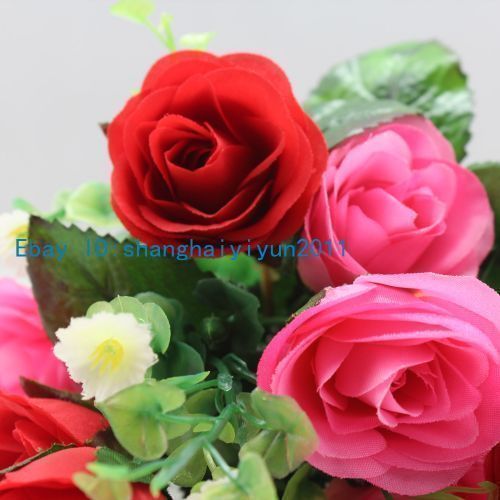 50 PCS Silk Roses Buds Wedding Bouquet Artificial Flowers Red F56