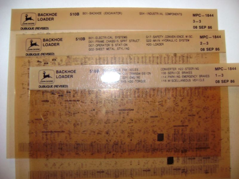 John Deere 510B Loader Backhoe Parts Catalog Microfiche