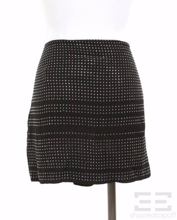 Max Azria Black Silk & Silver Studded Mini Skirt Size 10 NEW