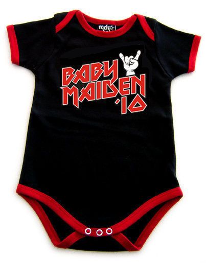 BABY iron MAIDEN 13 BLACK & RED ROMPER BABY SUIT SHIRT METAL 6 12 