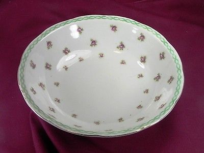 Victoria Austria Porcelain Serving Bowl Pink Roses w/ Green Leaves 