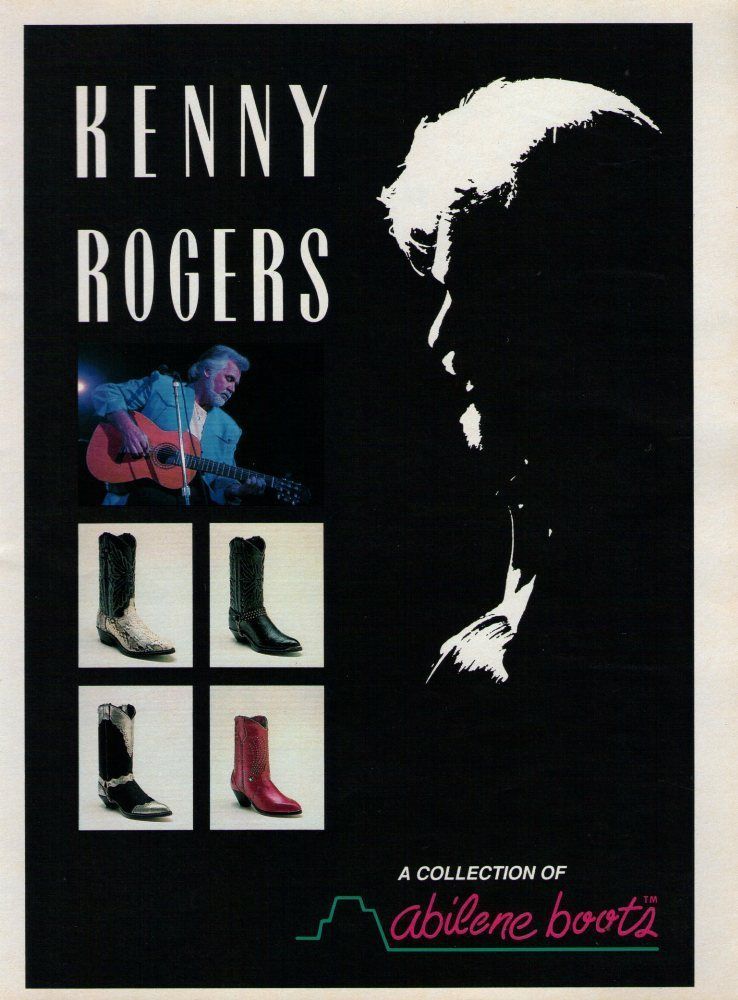 kenny rogers abilene boots 1993 magazine print ad g