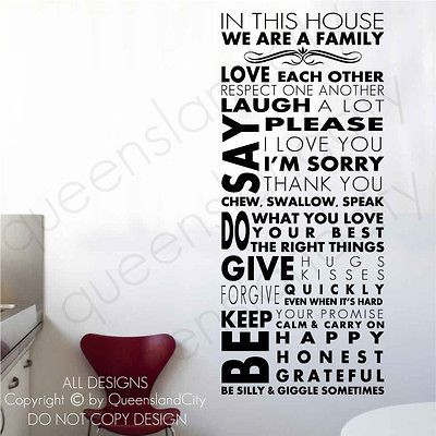   House Rules ~ Wall Quote Family Inspirational Art Decal Vinyl Sticker