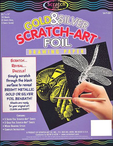 Scratch Art Drawing Paper 10 Sheets 8 1 2 x 11 GOLD SILVER FOIL