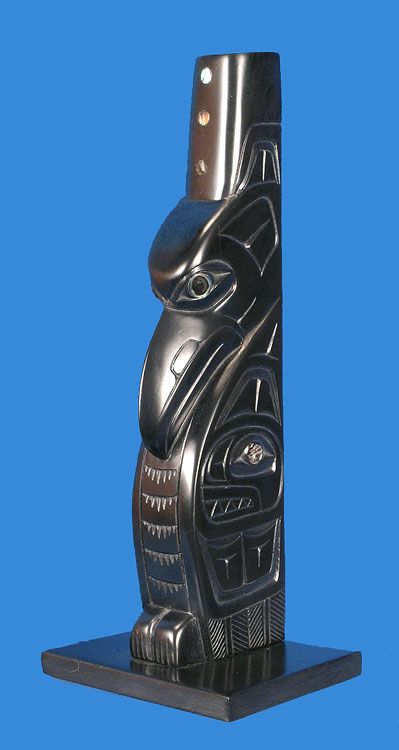 Fine Haida Argillite Raven Totem Pole Northwest Coast Art