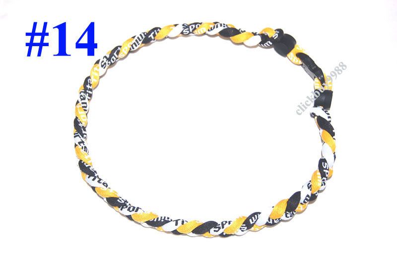   of 10 Yellow Black White Baseball Titanium Necklaces Tornado