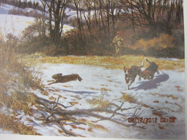 Beecham rabbit /beagle hunting picture titled sound of hounds