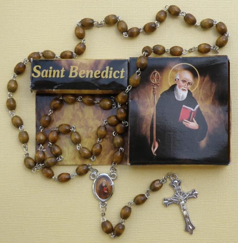 St Benedict Wood Rosary Includes Gift Box