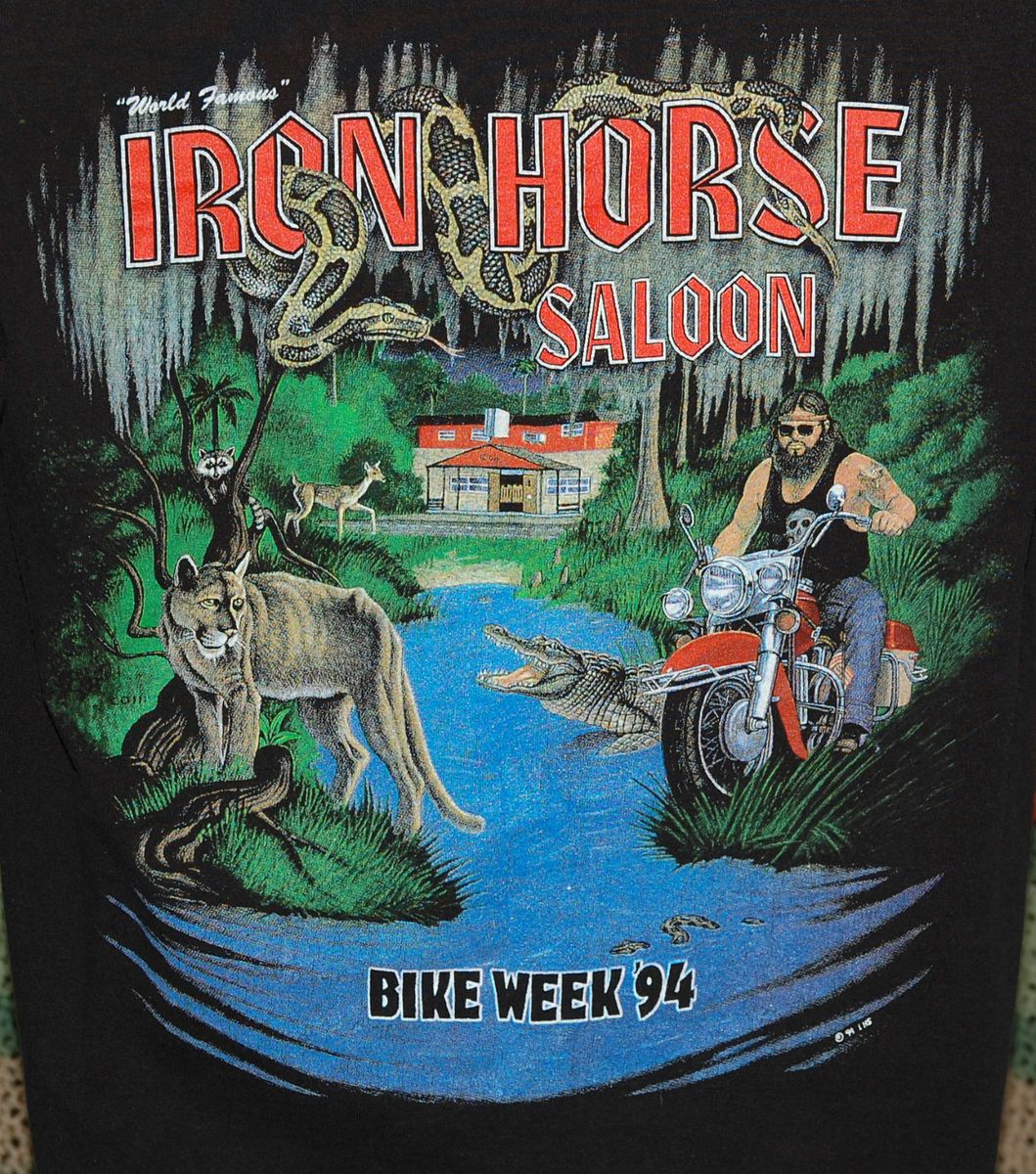 Vtg Iron Horse Saloon Shirt Bike Week 94 Harley Davidson Swamp Ride 