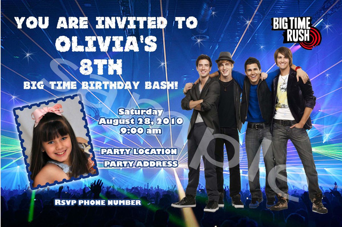 Big Time Rush Personalized Birthday Invitations Party Favors