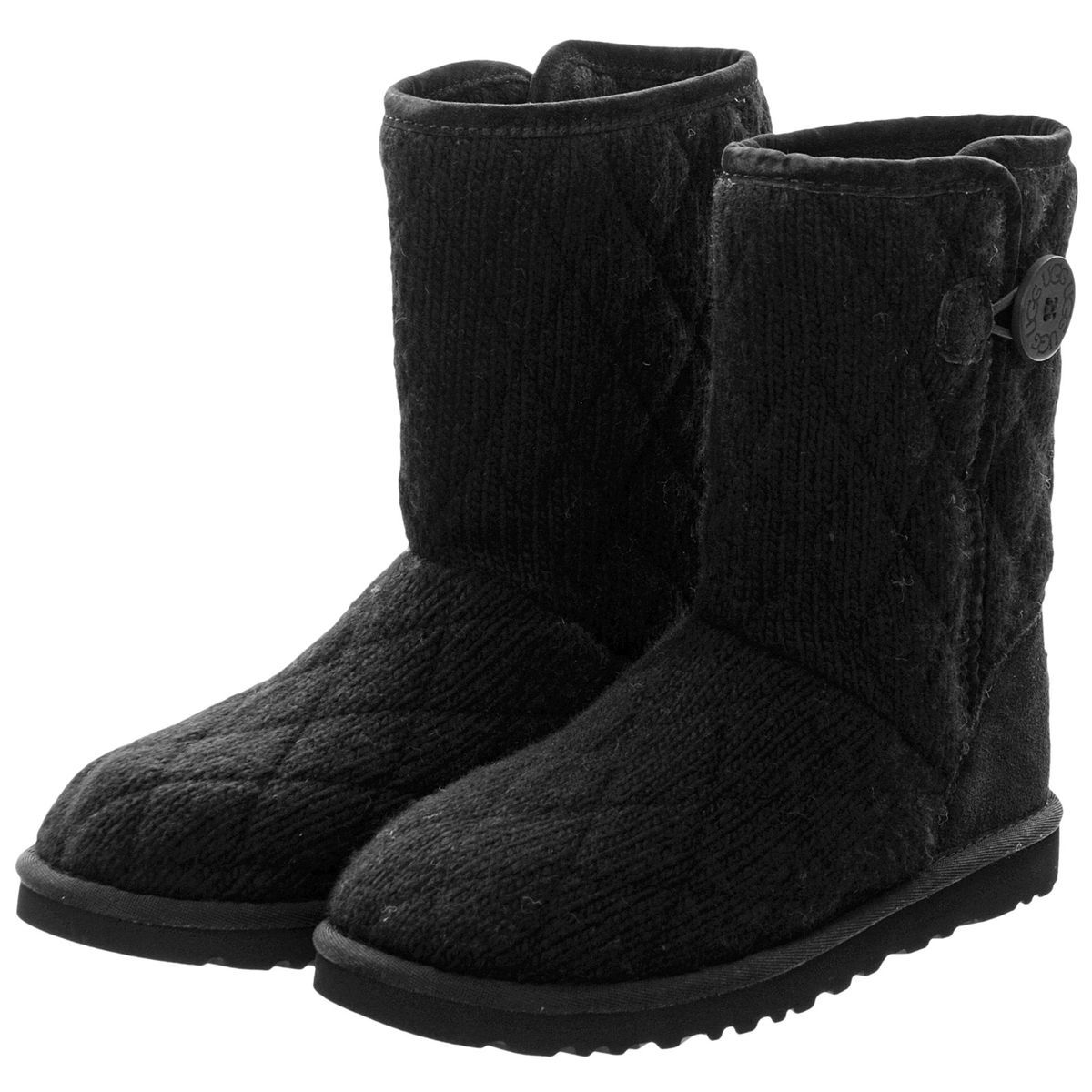 Auth Womens UGG Australia Black Mountain Quilted Short Boots 3176 Size 