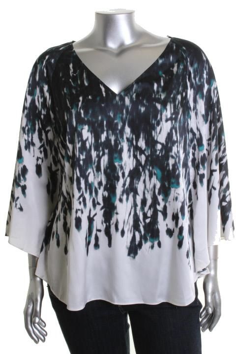   Multi Color Printed Circle Cape Sleeves Blouse Top XL BHFO