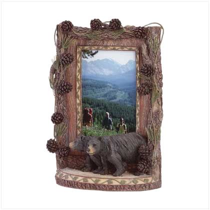 Black Bear Picture Frame Cabin Hunting Woods Den Outdoor Library Home 