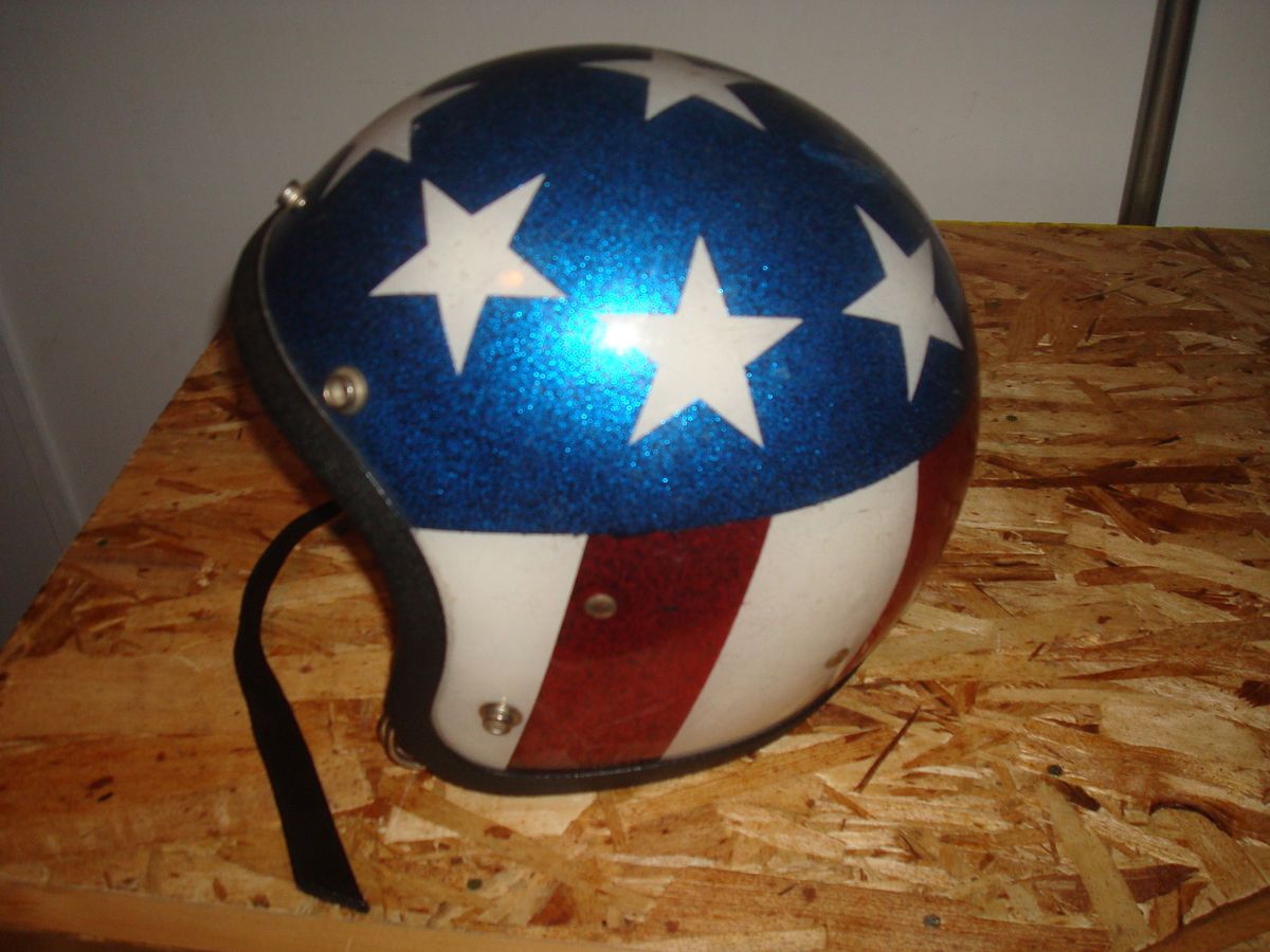 Vintage LSI 4150 Motorcyle Helmet Stars Knievel Capt. America Easy 