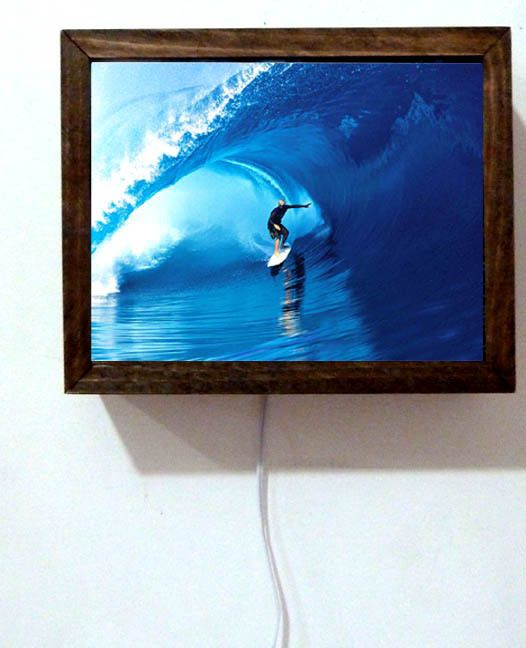 Surfing Surfer Surf Board Wave Decor Light Lighted Sign