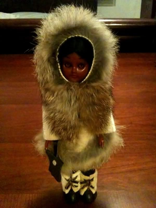 Eskimo Native American Indian Fur Doll Eyes Open RARE