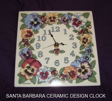 Almost Vintage Santa Barbara Ceramic Design Pansies Wall Clock Takane 