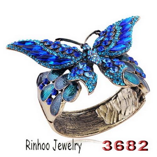 Butterfly Cuff Bracelet Bangle 4Colors Czech Rhinestone Crystal 