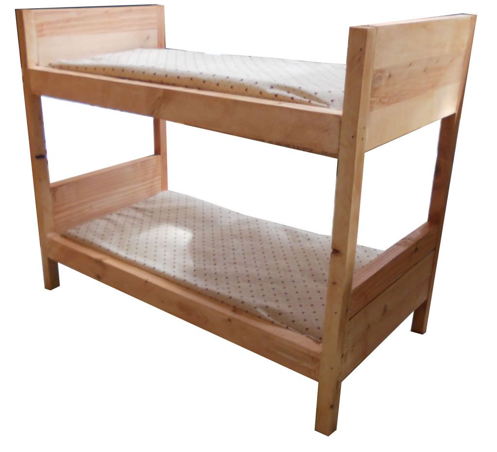 American Girl Custom Wood Doll Bunk Bed with Mattress