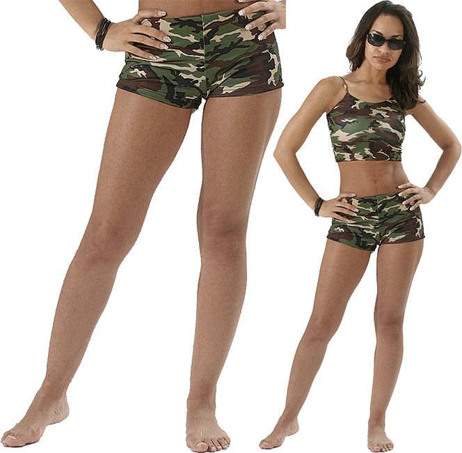Womens Military Woodland Camouflage Army Hot Camo Mini Shorts