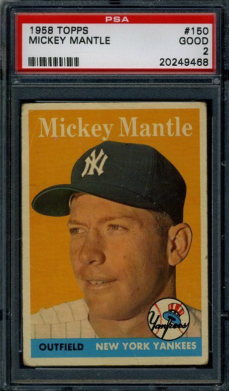1958 Topps 150 Mickey Mantle PSA 2 Yankees Nicely Centered 5128