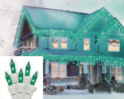 items set 100 green mini icicle christmas lights white wire