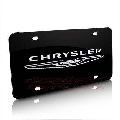 Chrysler New Logo Laser Etched Black License Plate, Licensed Product