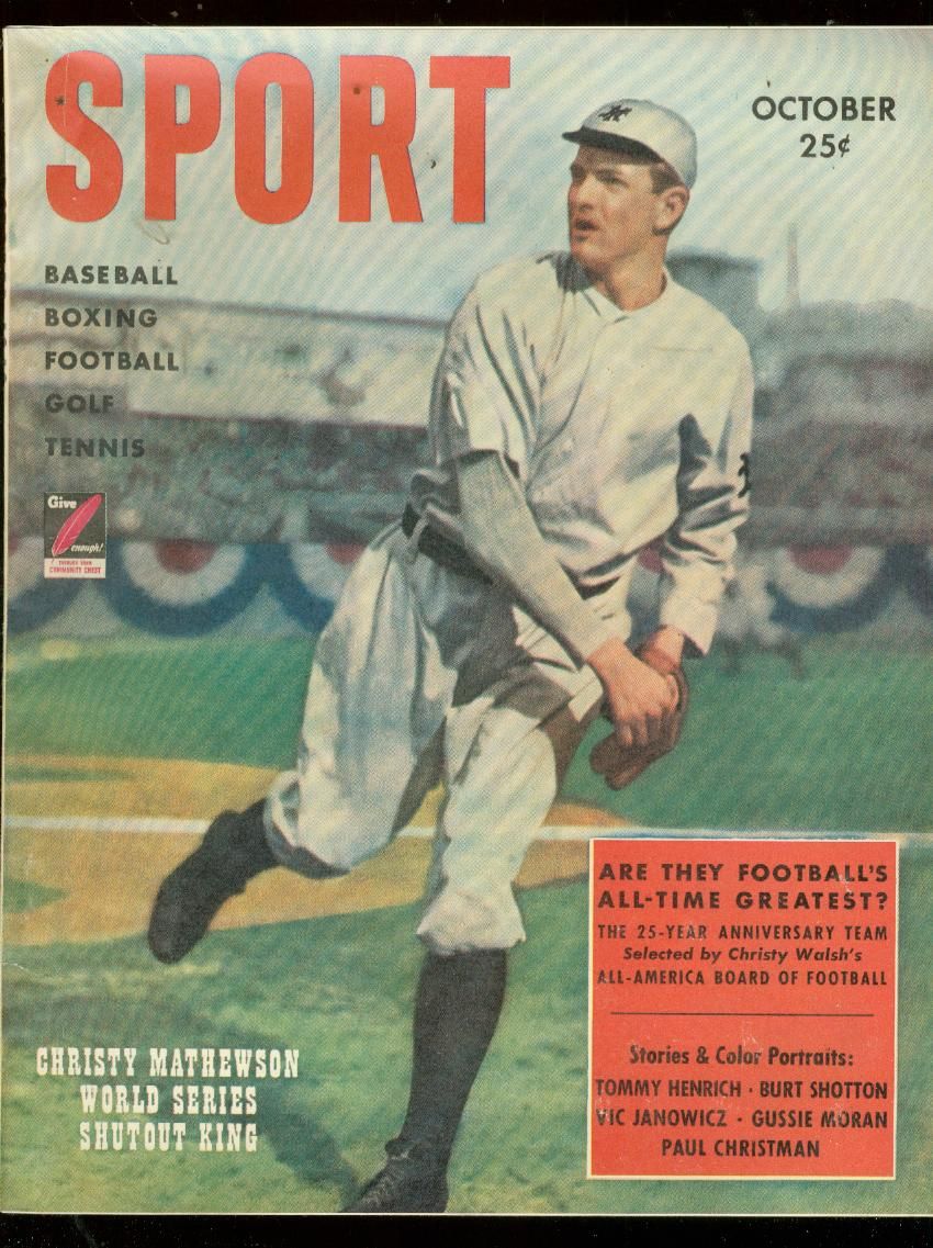 Sport Magazine Oct 1949 Christy Mathewson World Series VF