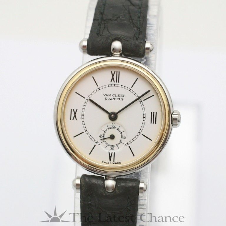 Womens Van Cleef Arpels 18K Gold Bezel Wristwatch Great Condition