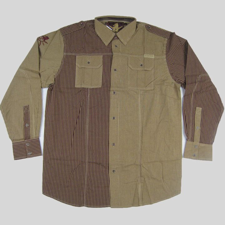 Coogi Five Star Wooven Button Front Shirt in Brown Sz L 4XL LRG Coogi