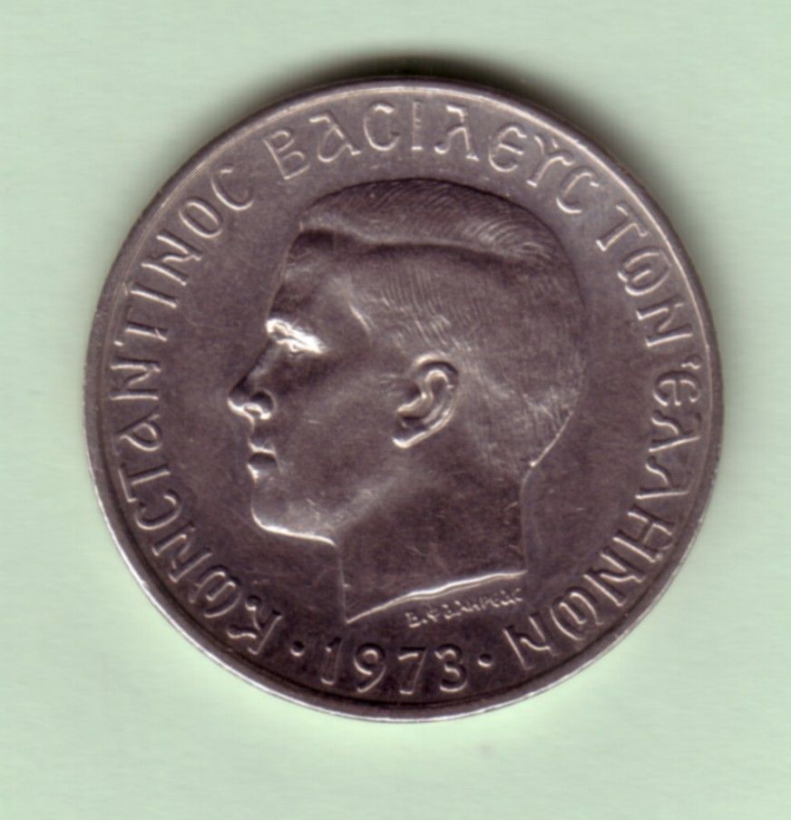 Greece Greek 1973A 10 Drachma Coin King Konstantine Constantine