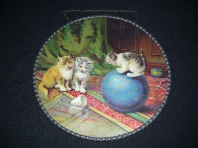 Antique Victorian Germany Flue Cover Kittens Kitty Cat