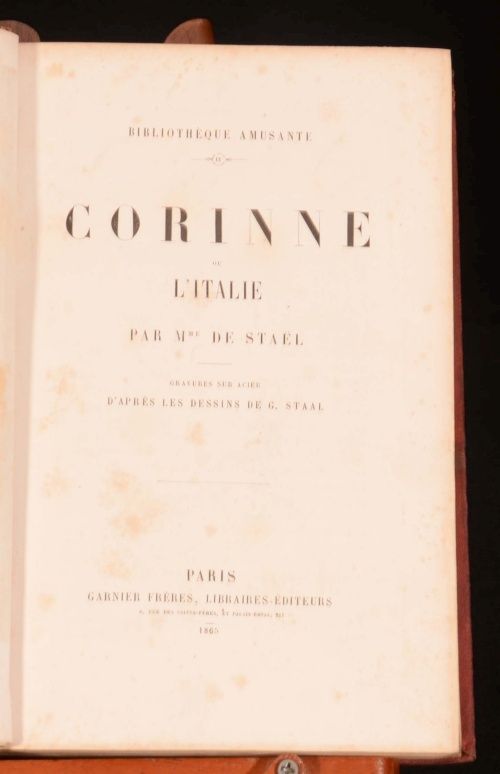 1865 Corinne Madame de Stael Romantic Novel in French