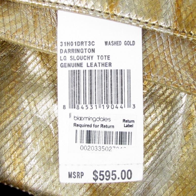 595 Michael Kors Darrington Gold Python Leather Slouchy Tote Shopper