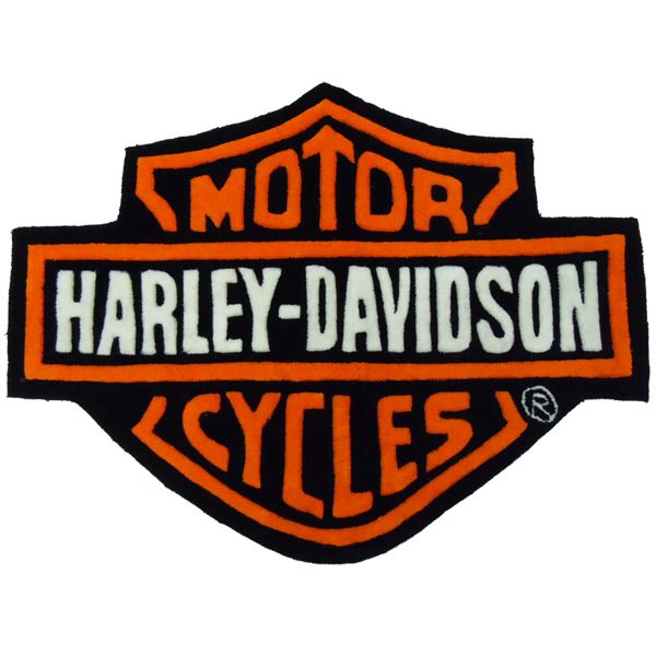 Harley Davidson Orange Logo Hand Carved Area Rug Huge