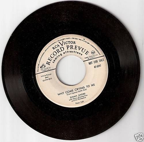 Dinah Shore Why Come Crying to Me Sweet Thing Promo 45