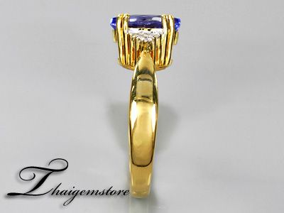  91ct AAA Violet Blue Tanzanite 6pcs VS1 G Diamond 22K Gold Ring