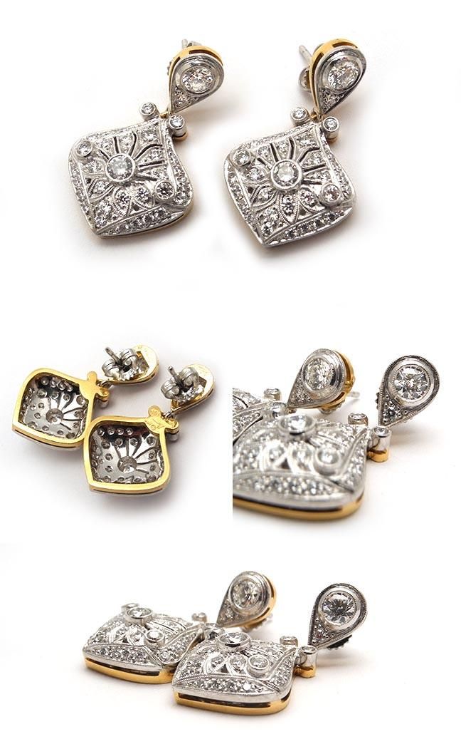  Diamond Chandelier Earrings Solid Platinum 18K Gold Jewelry
