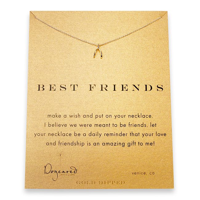 Dogeared Gold Wishbone Best Friends Reminder Necklace